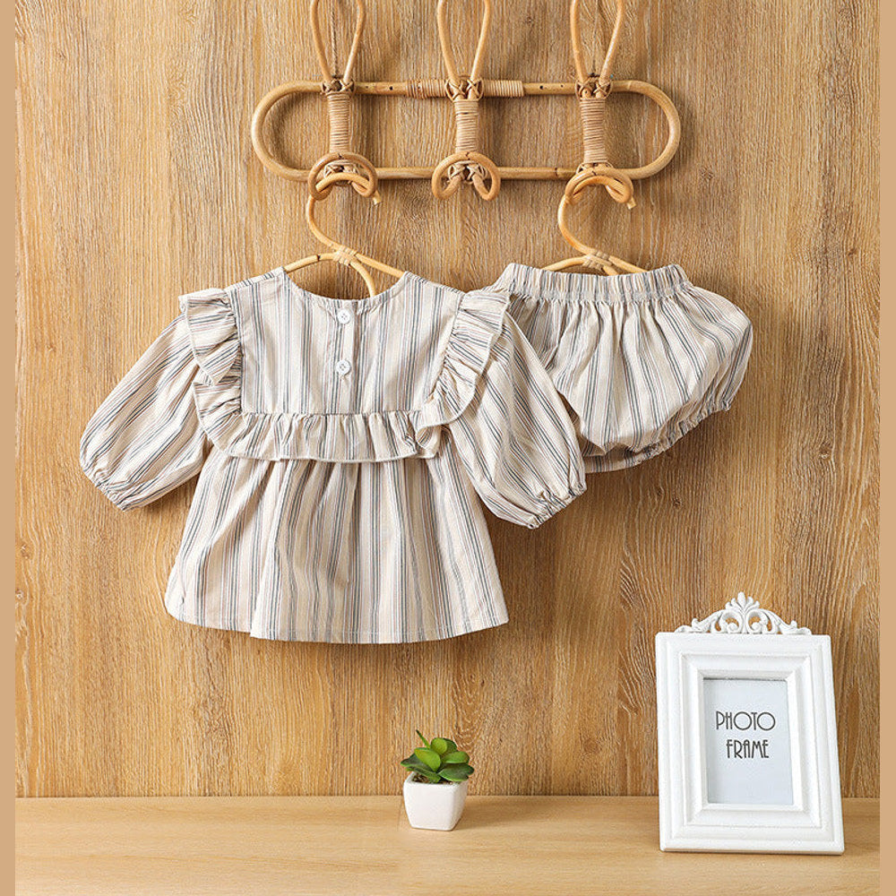 MyKids-USA® Baby Girl Striped Pattern Shirt Combo Shorts One Pieces Sets