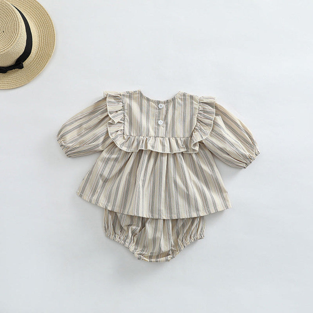 MyKids-USA® Baby Girl Striped Pattern Shirt Combo Shorts One Pieces Sets