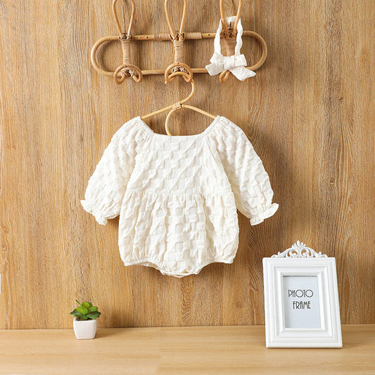 MyKids-USA® Baby Girl Solid Color Pudff Sleeve Princess Simple Style bodysuit