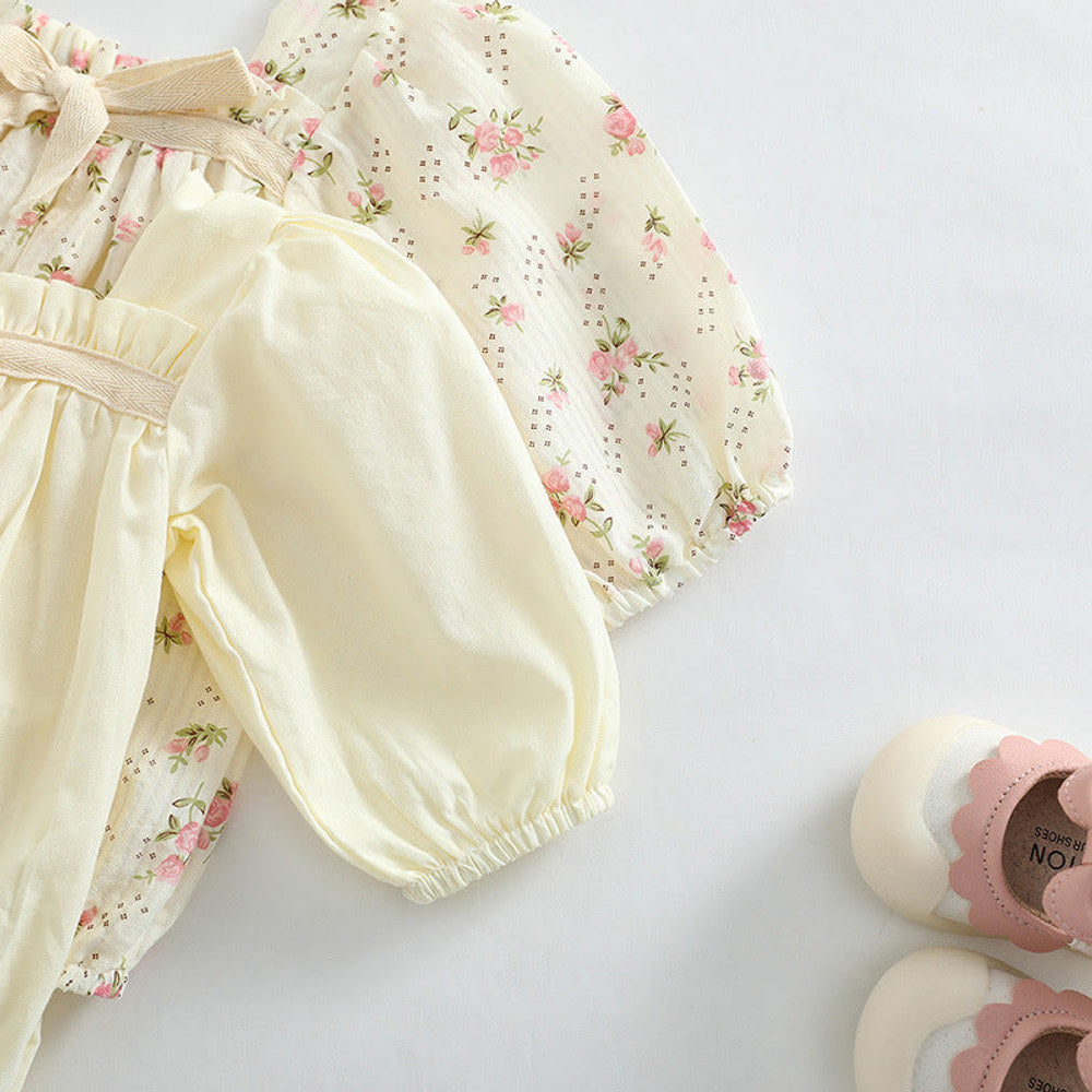 MyKids-USA® Baby Girl Ditsy Flower Pattern Or Solid Color Long Sleeve Bodysuit