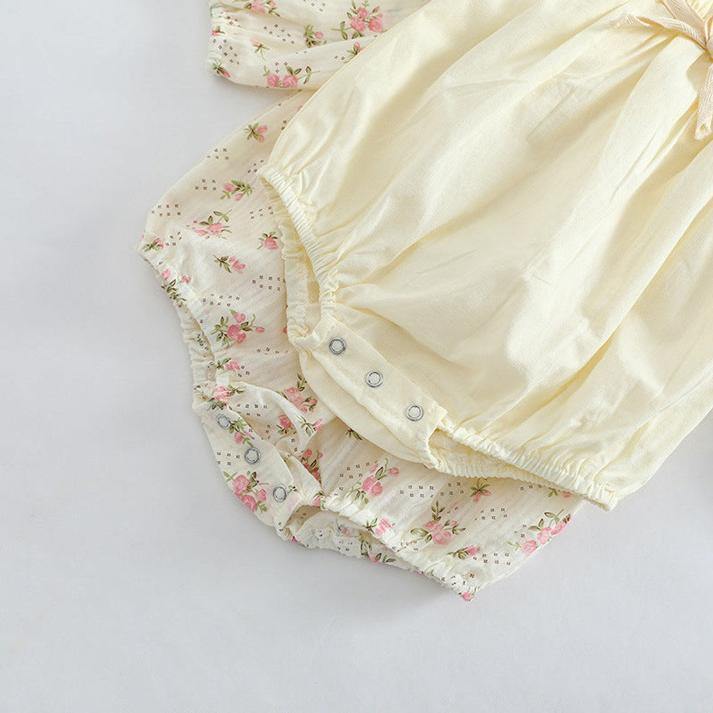 MyKids-USA® Baby Girl Ditsy Flower Pattern Or Solid Color Long Sleeve Bodysuit