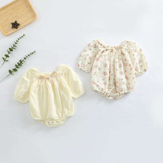 MyKids-USA® Baby Girl Ditsy Flower Pattern Or Solid Color Long Sleeve Bodysuit