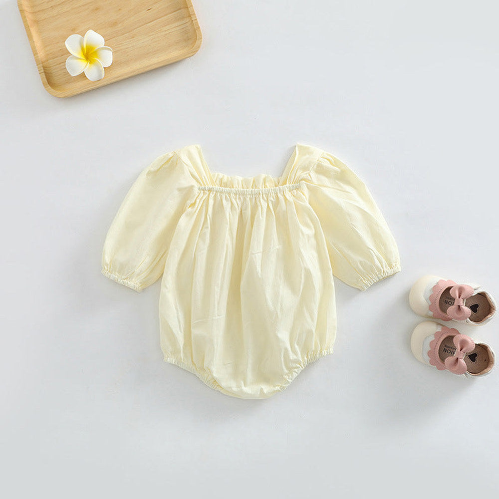 MyKids-USA® Baby Girl Ditsy Flower Pattern Or Solid Color Long Sleeve Bodysuit