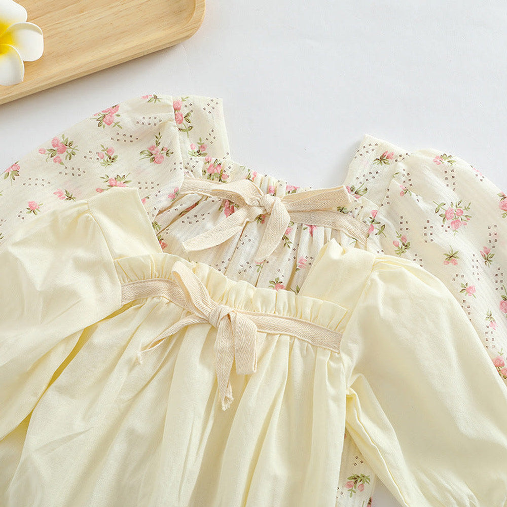 MyKids-USA® Baby Girl Ditsy Flower Pattern Or Solid Color Long Sleeve Bodysuit