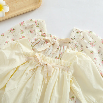 MyKids-USA® Baby Girl Ditsy Flower Pattern Or Solid Color Long Sleeve Bodysuit