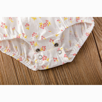 MyKids-USA® Baby Girl Floral Print Square Collar bodysuit With Hat