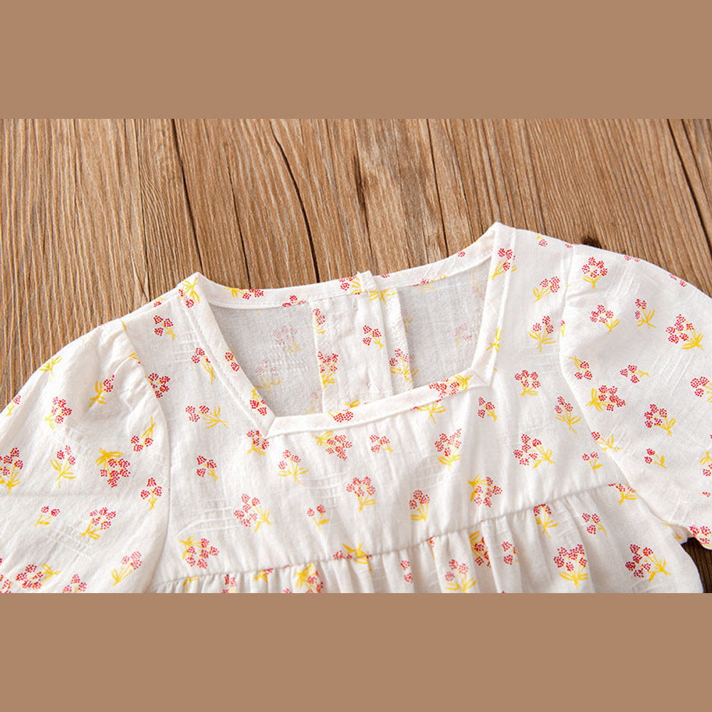 MyKids-USA® Baby Girl Floral Print Square Collar bodysuit With Hat