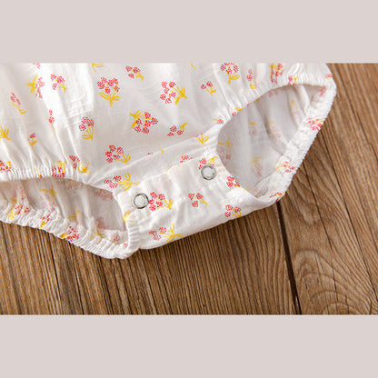 MyKids-USA® Baby Girl Floral Print Square Collar bodysuit With Hat