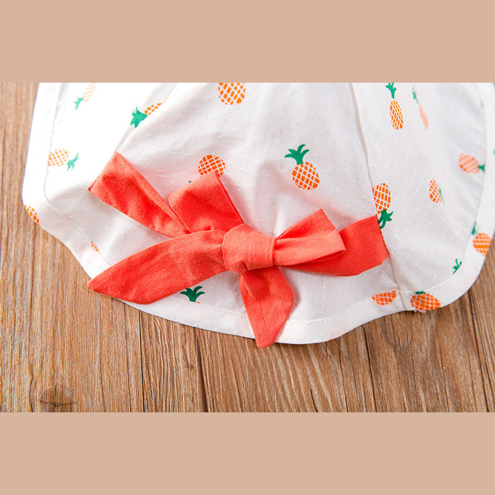 MyKids-USA® Baby Girl Fruit Print Drawstring Design Round Neck bodysuit