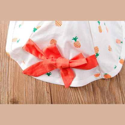 MyKids-USA® Baby Girl Fruit Print Drawstring Design Round Neck bodysuit