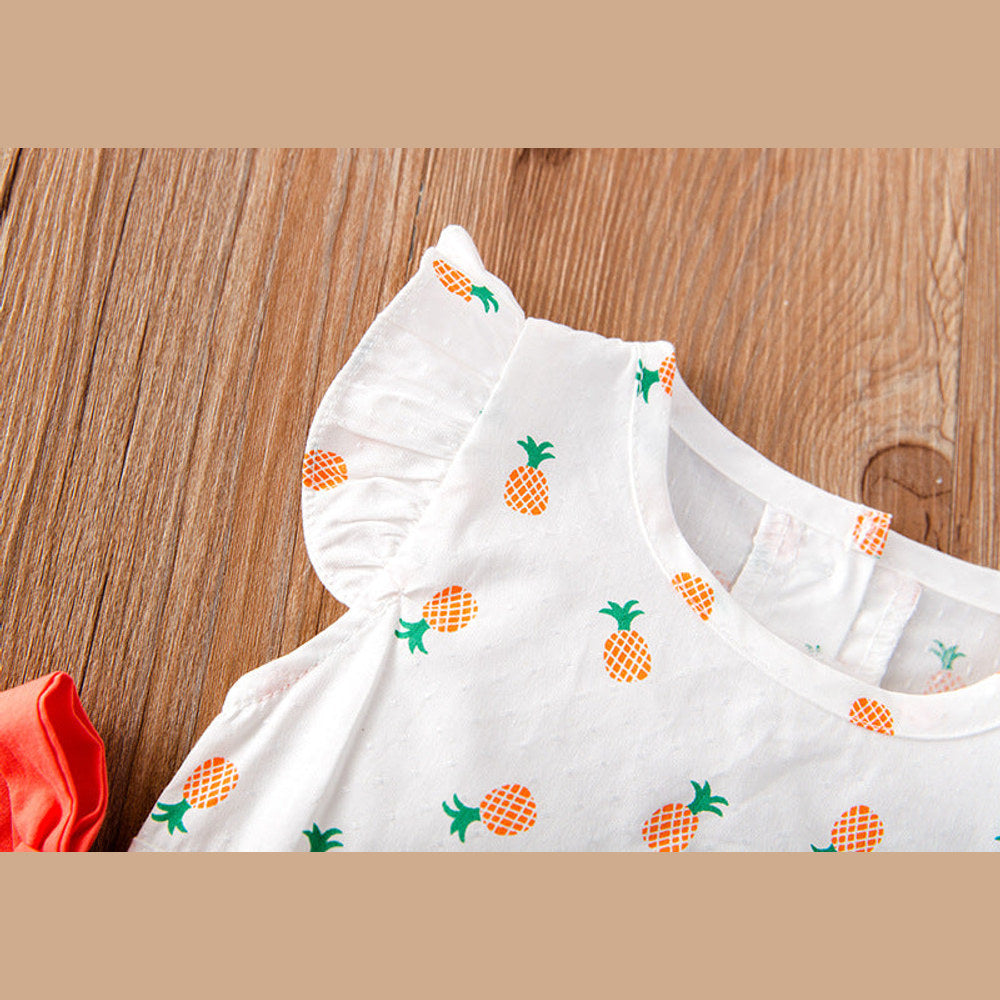 MyKids-USA® Baby Girl Fruit Print Drawstring Design Round Neck bodysuit