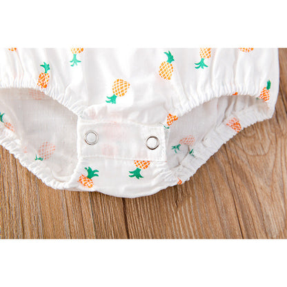MyKids-USA® Baby Girl Fruit Print Drawstring Design Round Neck bodysuit