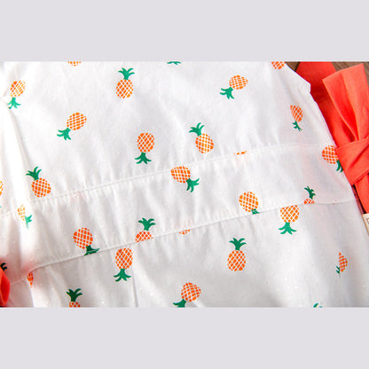 MyKids-USA® Baby Girl Fruit Print Drawstring Design Round Neck bodysuit