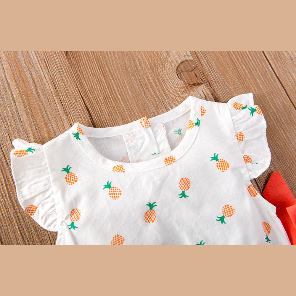 MyKids-USA® Baby Girl Fruit Print Drawstring Design Round Neck bodysuit