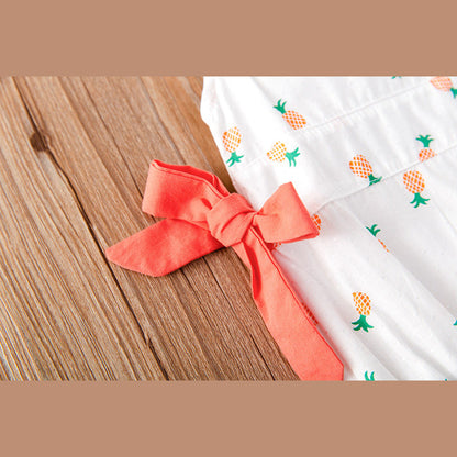 MyKids-USA® Baby Girl Fruit Print Drawstring Design Round Neck bodysuit