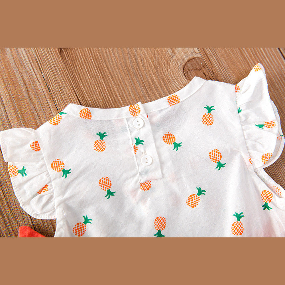 MyKids-USA® Baby Girl Fruit Print Drawstring Design Round Neck bodysuit