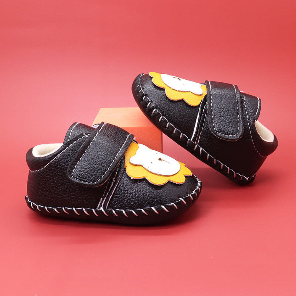 MyKids-USA® Baby Cartoon Bear Patched Pattern Soft Sole Toddler Shoes Indoor
