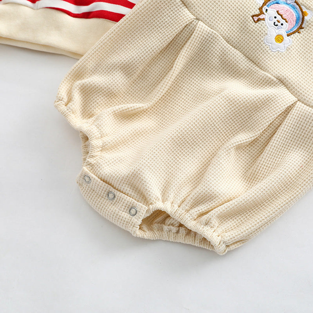 MyKids-USA® Baby Striped Pattern Shirt Combo Cartoon Graphic Corduroy Fabric Strap bodysuit Sets