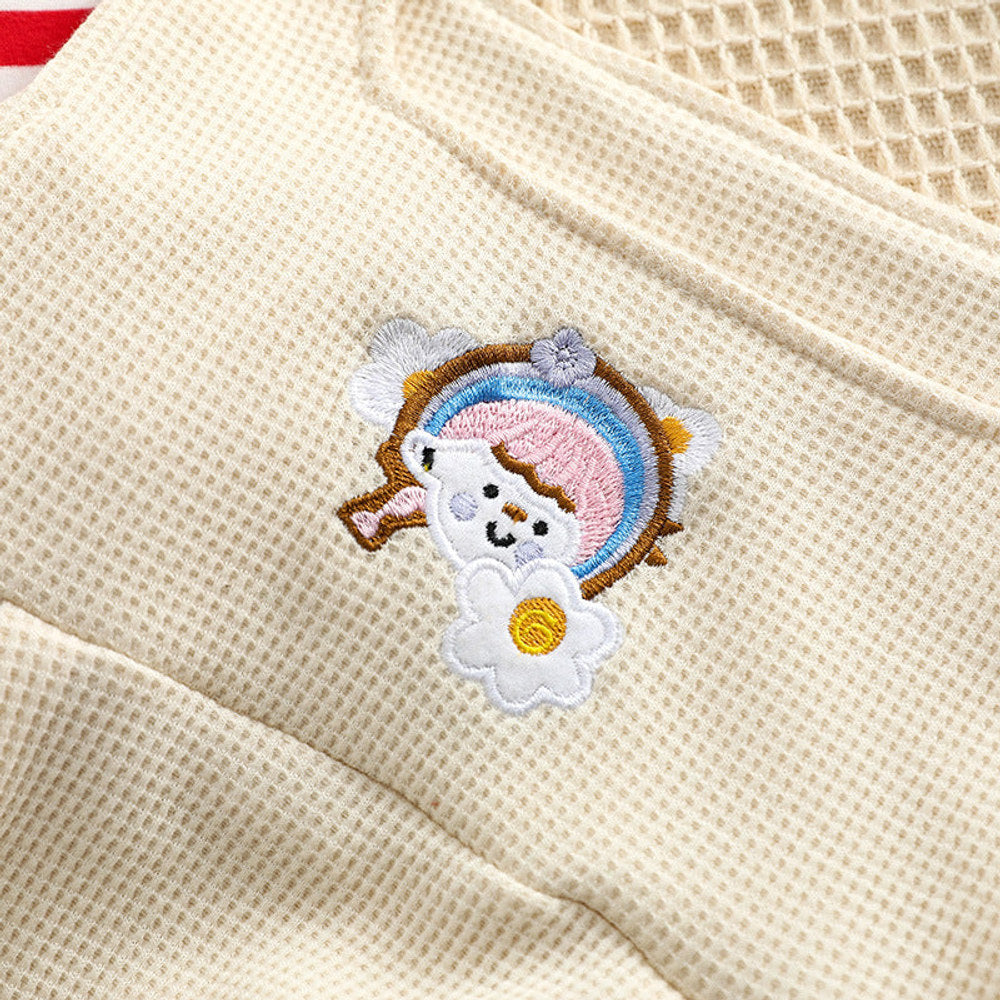 MyKids-USA® Baby Striped Pattern Shirt Combo Cartoon Graphic Corduroy Fabric Strap bodysuit Sets