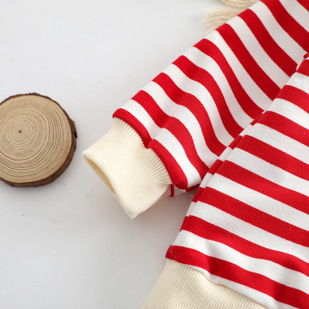 MyKids-USA® Baby Striped Pattern Shirt Combo Cartoon Graphic Corduroy Fabric Strap bodysuit Sets