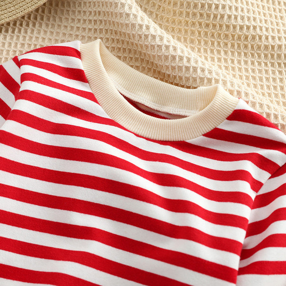 MyKids-USA® Baby Striped Pattern Shirt Combo Cartoon Graphic Corduroy Fabric Strap bodysuit Sets