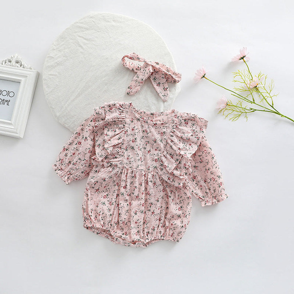 MyKids-USA® Baby Girl Ditsy Flower Pattern Long Sleeve Cute Bodysuit