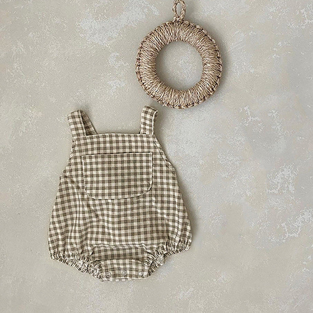 MyKids-USA® Baby Solid Color & Plaid Pattern Corduroy Fabric Strap Bodysuit