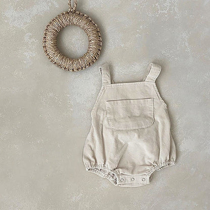 MyKids-USA® Baby Solid Color & Plaid Pattern Corduroy Fabric Strap Bodysuit