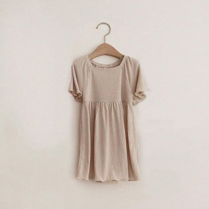 MyKids-USA® Baby Girl Solid Color Fly-Sleeved Design Dress Pajamas In