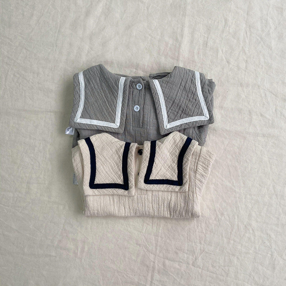 MyKids-USA® Baby Girl Solid Color Big Lapel Design Shirt Combo Shorts Sailor Style Sets