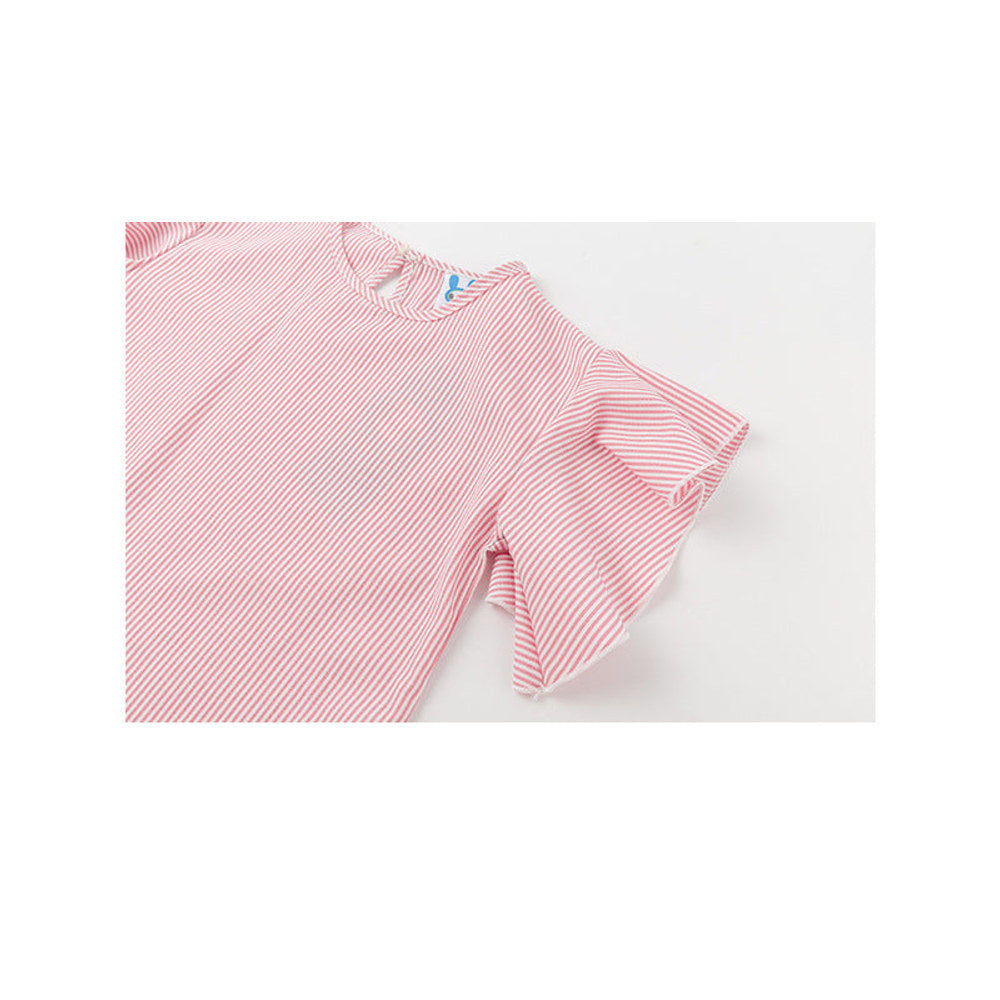 MyKids-USA® Girl Striped Pattern Tops Combo Bow Belt Pants One Pieces Sets