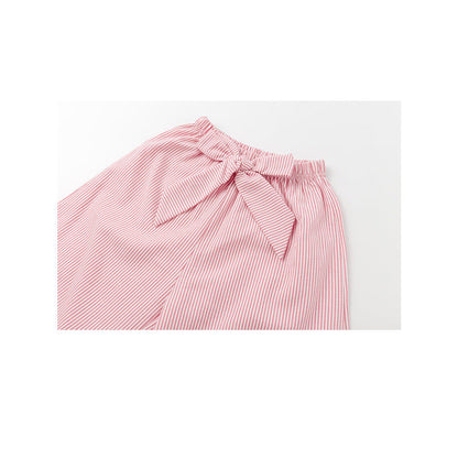 MyKids-USA® Girl Striped Pattern Tops Combo Bow Belt Pants One Pieces Sets