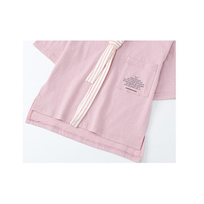 MyKids-USA® Girl Printed Pattern T-Shirt With Shawl Combo Short Pleated Skirt Sets