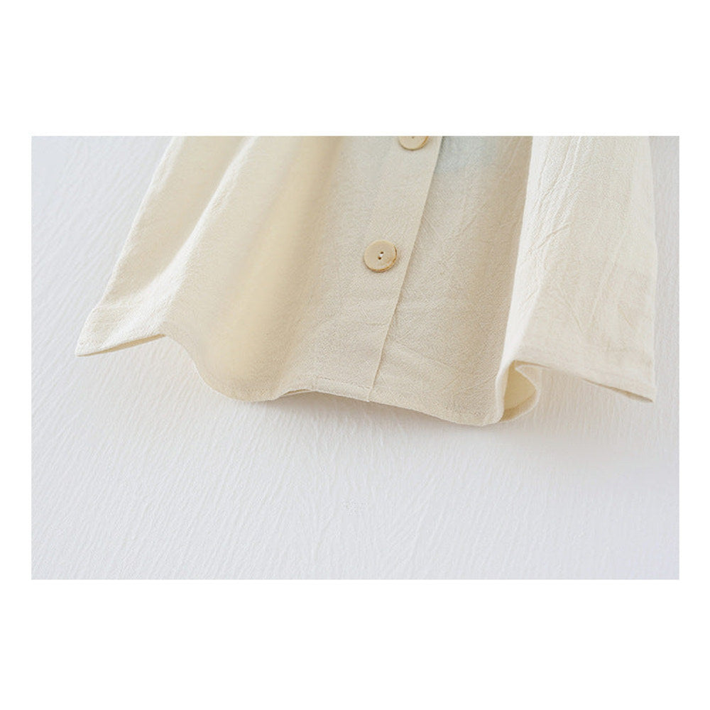 MyKids-USA® Solid Color Single Breasted Design Square Collar Tops In Summer