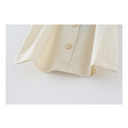 MyKids-USA® Solid Color Single Breasted Design Square Collar Tops In Summer