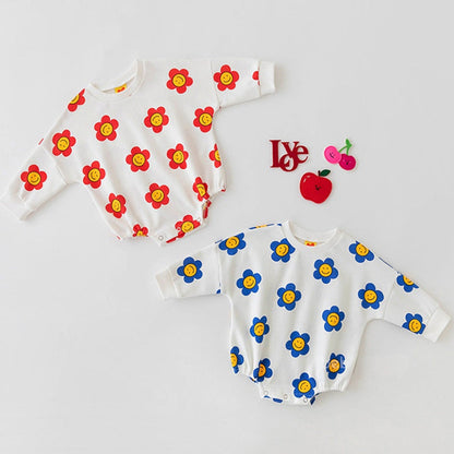 MyKids-USA® Baby Girl Flower Graphic Long Sleeves Cotton Triangle Bodysuit