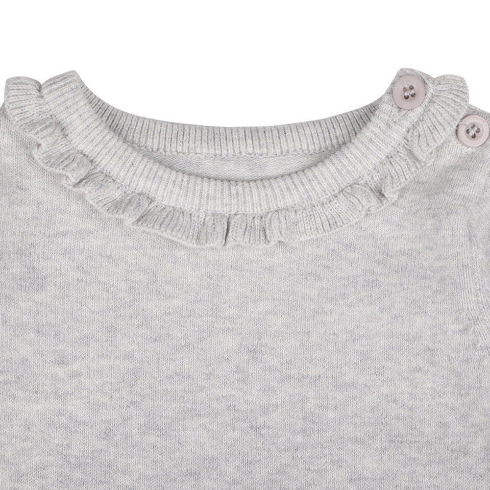 MyKids-USA® Baby Girl Solid Color Ruffle Collar Long Sleeves Knit Simple Jumpsuit