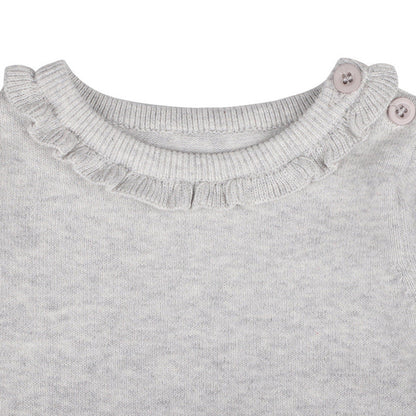 MyKids-USA® Baby Girl Solid Color Ruffle Collar Long Sleeves Knit Simple Jumpsuit