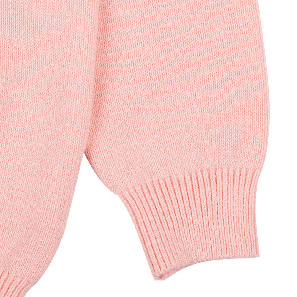 MyKids-USA® Baby Girl Cute Bunny Embroidery Graphic Solid Color O-Neck Sweater