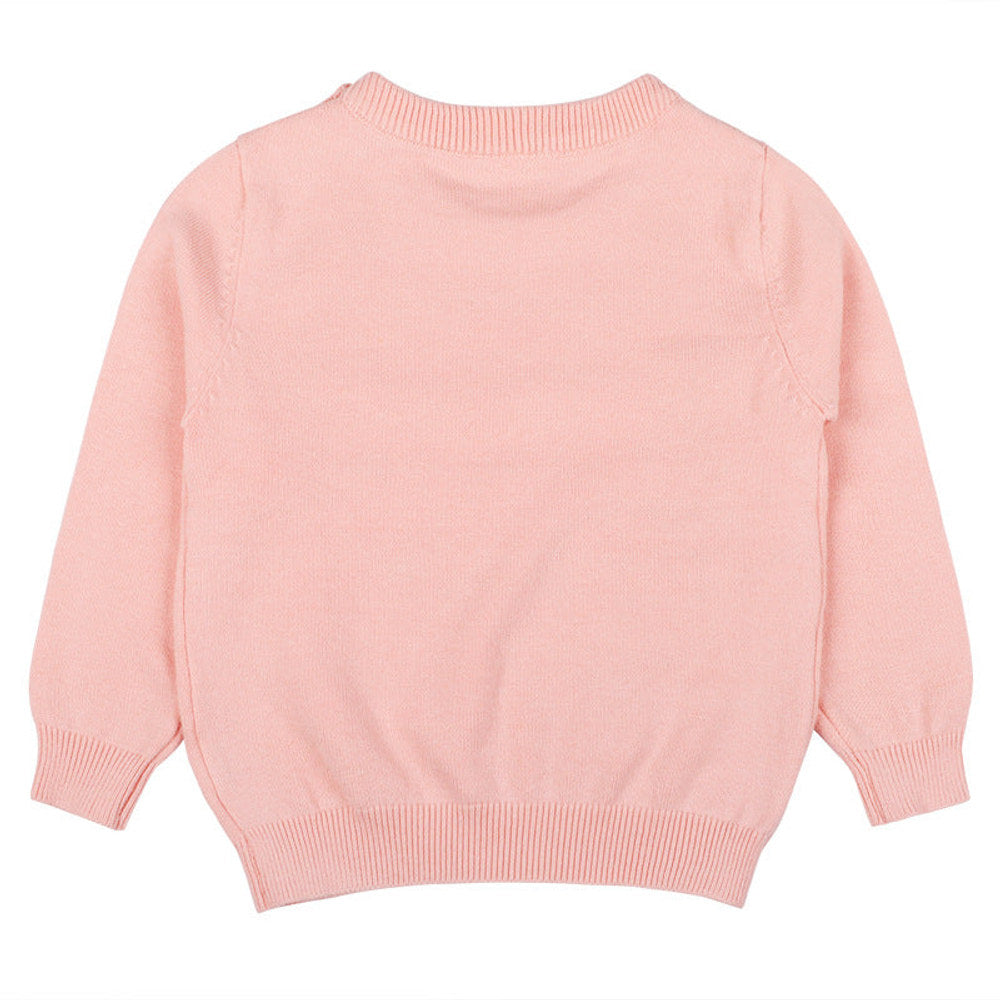 MyKids-USA® Baby Girl Cute Bunny Embroidery Graphic Solid Color O-Neck Sweater