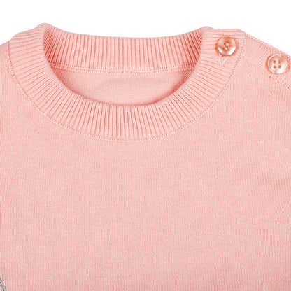 MyKids-USA® Baby Girl Cute Bunny Embroidery Graphic Solid Color O-Neck Sweater