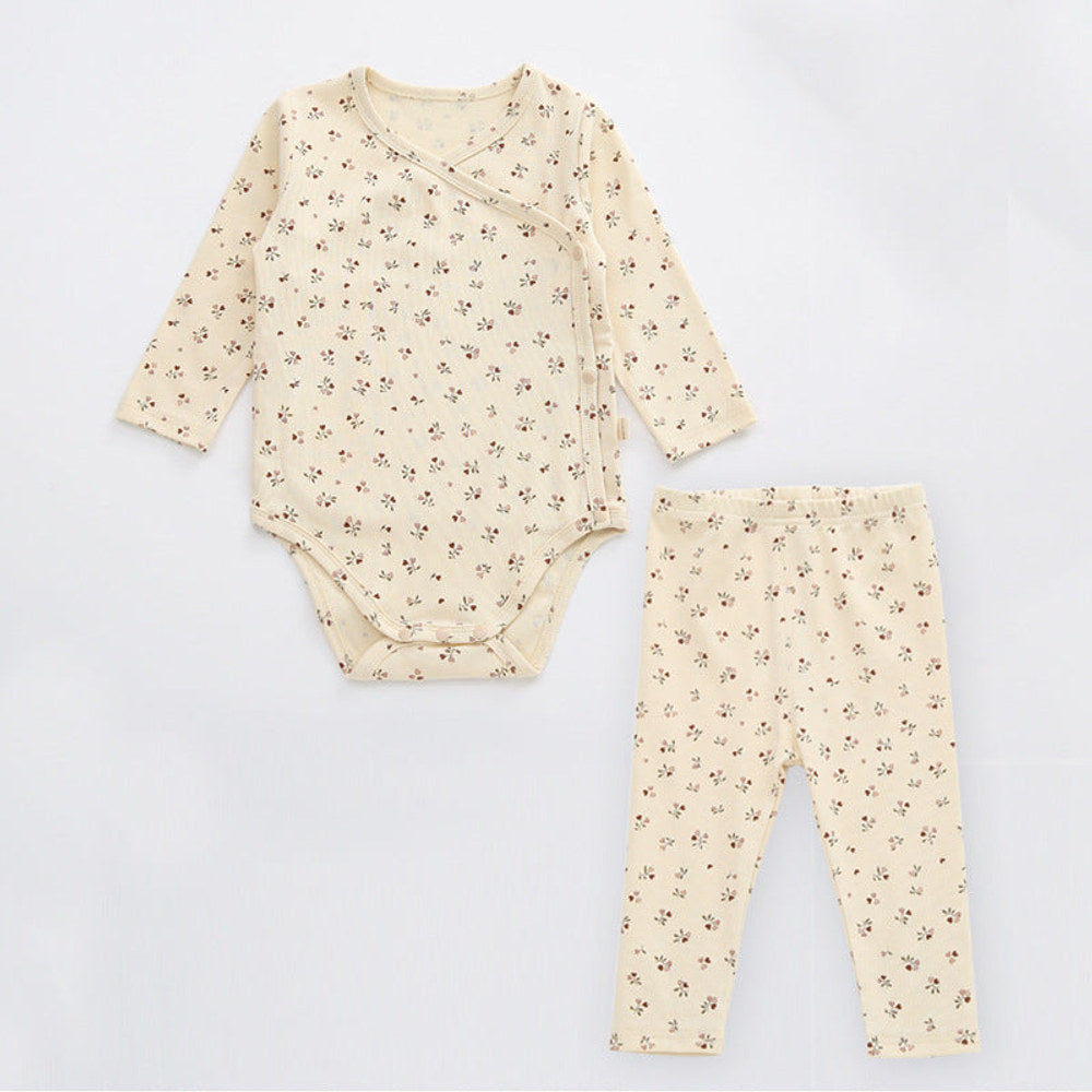 MyKids-USA® Baby Floral Print Pattern Side Buckle Design Cute Thin Style Air Conditional Clothes Sets