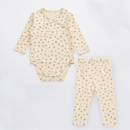 MyKids-USA® Baby Floral Print Pattern Side Buckle Design Cute Thin Style Air Conditional Clothes Sets