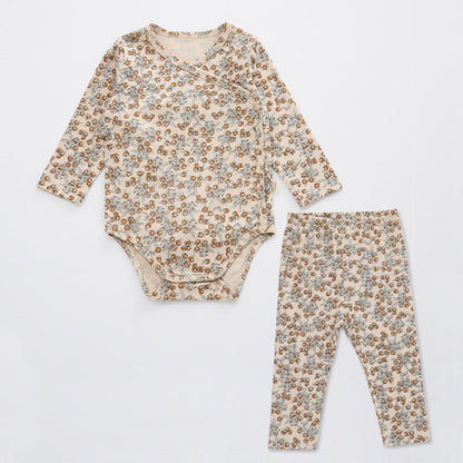 MyKids-USA® Baby Floral Print Pattern Side Buckle Design Cute Thin Style Air Conditional Clothes Sets