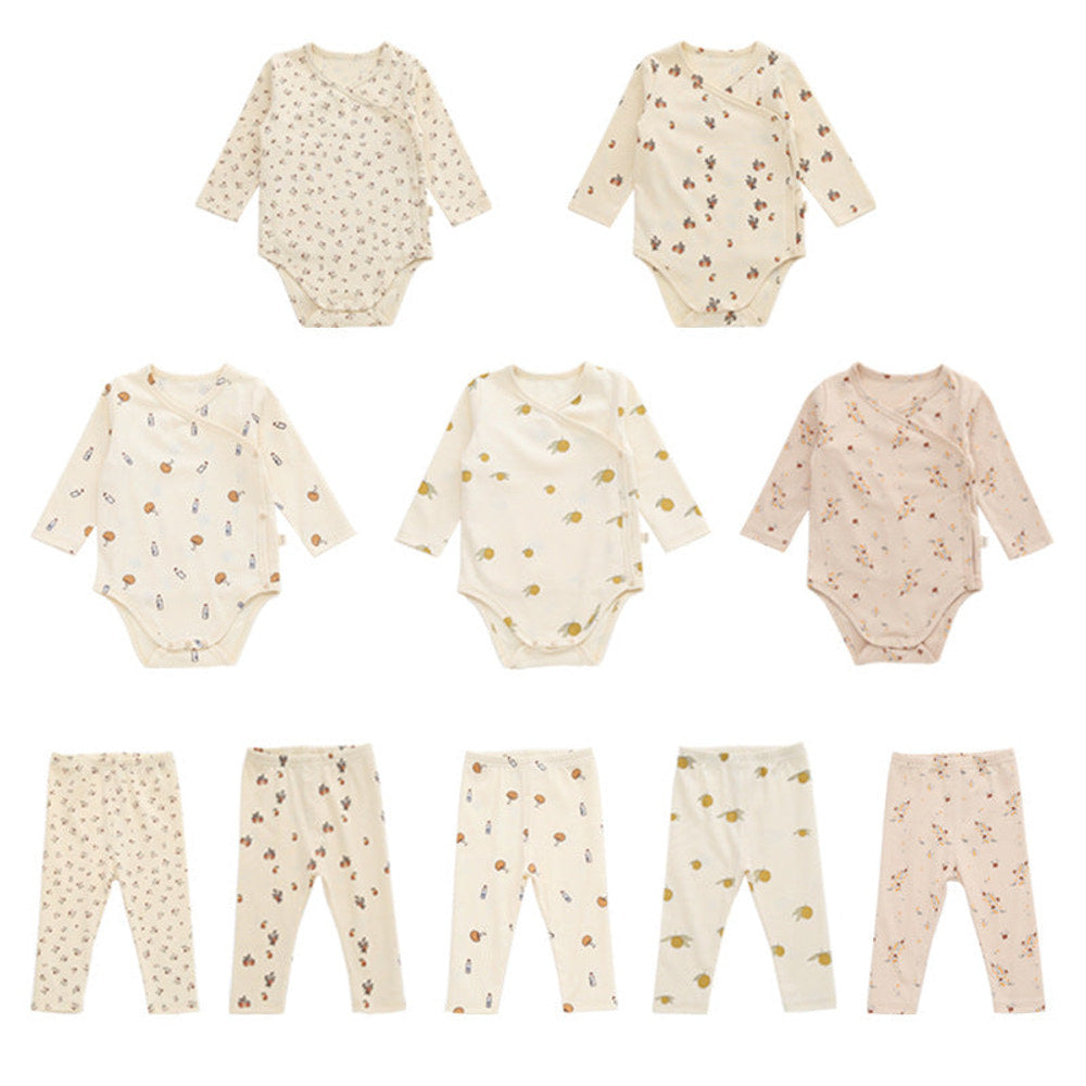 MyKids-USA® Baby Floral Print Pattern Side Buckle Design Cute Thin Style Air Conditional Clothes Sets