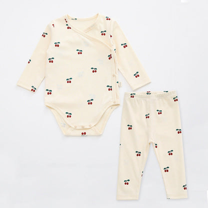 MyKids-USA® Baby Floral Print Pattern Side Buckle Design Cute Thin Style Air Conditional Clothes Sets