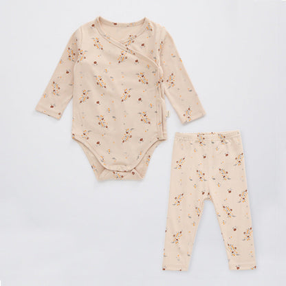 MyKids-USA® Baby Floral Print Pattern Side Buckle Design Cute Thin Style Air Conditional Clothes Sets