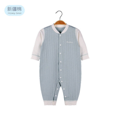 MyKids-USA® Baby Solid Color Pit Strip Fabric Single Breasted Design Cotton Jumpsuit Pajamas