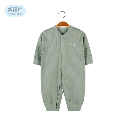 MyKids-USA® Baby Solid Color Pit Strip Fabric Single Breasted Design Cotton Jumpsuit Pajamas