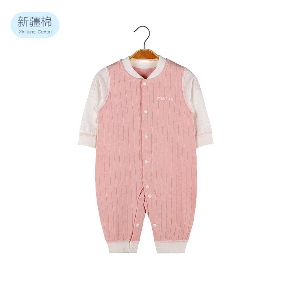 MyKids-USA® Baby Solid Color Pit Strip Fabric Single Breasted Design Cotton Jumpsuit Pajamas